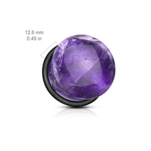 Load image into Gallery viewer, Amethyst Domed Single Flare Ear Plugs