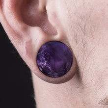Load image into Gallery viewer, Amethyst Domed Single Flare Ear Plugs