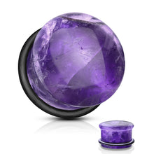 Load image into Gallery viewer, Amethyst Domed Single Flare Ear Plugs