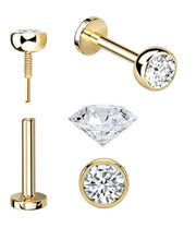 Load image into Gallery viewer, 14kt Yellow Gold 1.8mm Real Diamond Bezel Push-In Flat Back