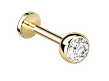 Load image into Gallery viewer, 14kt Yellow Gold 1.8mm Real Diamond Bezel Push-In Flat Back