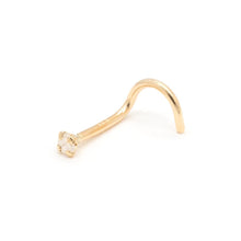 Load image into Gallery viewer, 14kt Yellow Gold 2mm Real Diamond Nose Screw (20g)