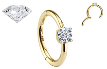 Load image into Gallery viewer, 14kt Yellow Gold 2.5mm Real Diamond Seamless Hoop Clicker (20g)