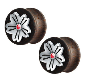 Metal Flower on Wood Plugs