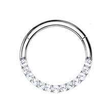 Load image into Gallery viewer, 14k Solid White Gold 16G Hinged Hoop w/ Gems
