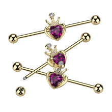 Load image into Gallery viewer, Royal Crown w/ Purple Heart Gem Industrial
