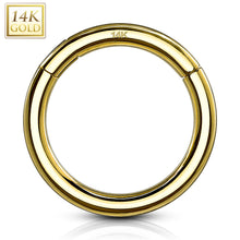 Load image into Gallery viewer, 14k Solid Gold Seamless Hinged Hoop
