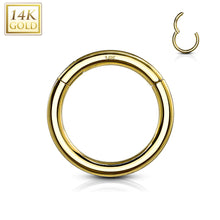 Load image into Gallery viewer, 14k Solid Gold Seamless Hinged Hoop
