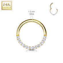 Load image into Gallery viewer, 14k Solid Yellow Gold 16G Hinged Hoop w/ Gems
