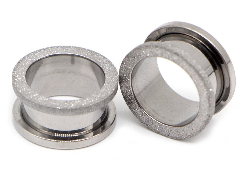 Silver Glitter Edge Stainless Ear Plugs