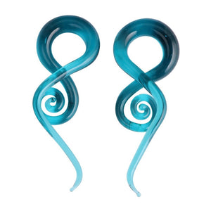 Aquamarine Glass Spiral Taper