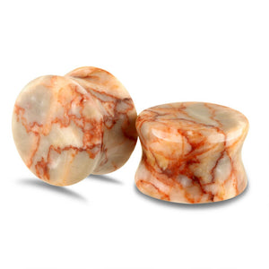 Orange Sun Stone Flared Ear Plugs