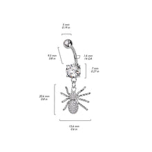 Load image into Gallery viewer, 14G Belly Button Dangling Gem Paved Spider
