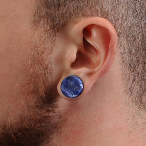 Sodalite Convex Natural Stone Single Flare Ear Plugs