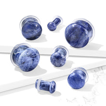 Load image into Gallery viewer, Sodalite Convex Natural Stone Single Flare Ear Plugs
