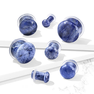 Sodalite Convex Natural Stone Single Flare Ear Plugs