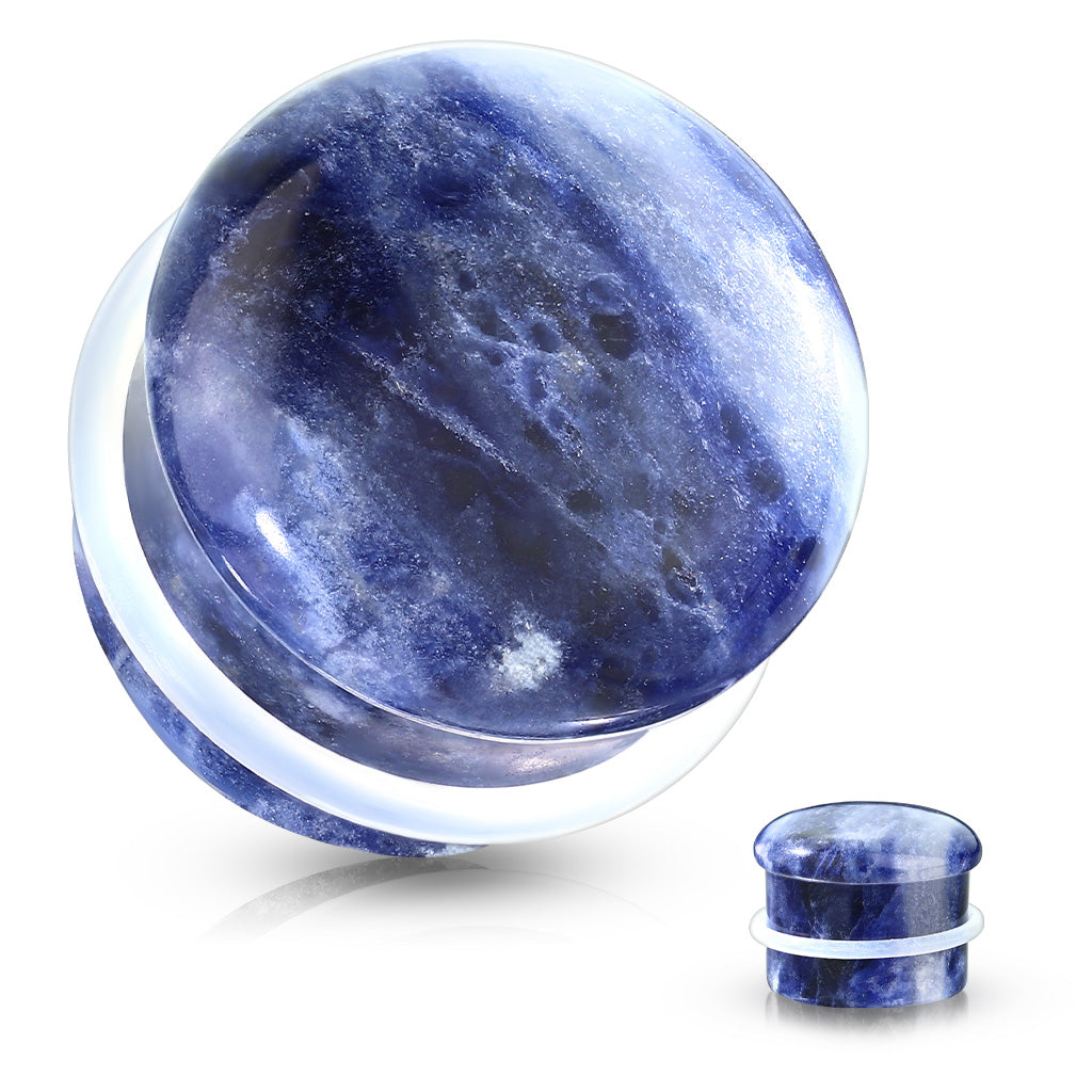 Sodalite Convex Natural Stone Single Flare Ear Plugs