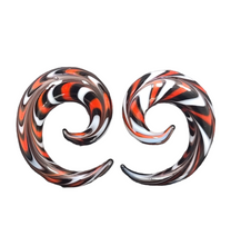 Load image into Gallery viewer, Red, Black &amp; White Glass Spiral Taper
