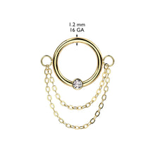 Load image into Gallery viewer, 16G Septum Clicker w/ Gem &amp; Double Chain
