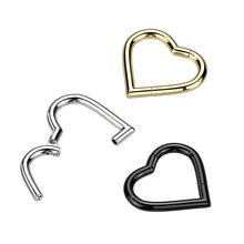 Load image into Gallery viewer, 16G Titanium Heart Seamless Hoop
