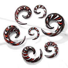 Load image into Gallery viewer, Red, Black &amp; White Glass Spiral Taper
