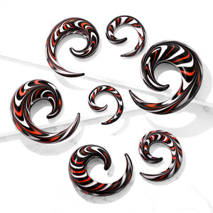 Red, Black & White Glass Spiral Taper
