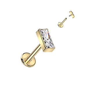 16G Titanium Threaded Rectangle Gem