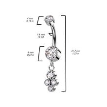 Load image into Gallery viewer, 14G Titanium Dangle Gems Belly Button
