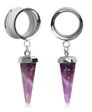 Load image into Gallery viewer, Amethyst on Silver Ear Plugs
