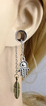 Load image into Gallery viewer, Hanging Hamsa Hand on Chain Ear Plugs
