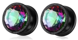 Multi Color Gem w/ Glitter Edge Ear Plugs