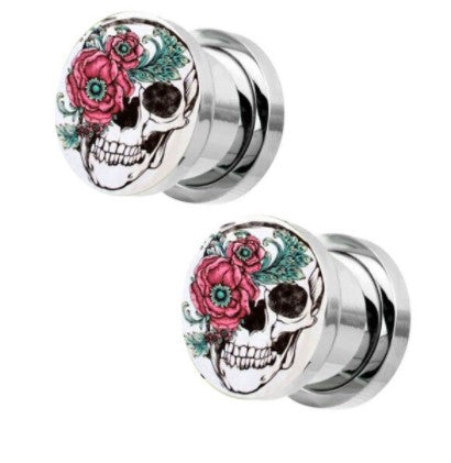 Skull & Flower Ear Plugs