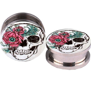 Skull & Flower Ear Plugs