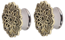 Load image into Gallery viewer, Bronze Metal Intricate Flower Plugs
