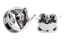 Load image into Gallery viewer, Ram Skull Stainless Steel Ear Plugs
