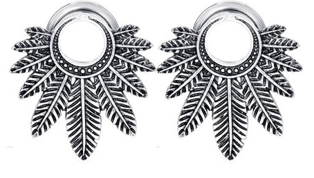 Stainless Steel Feathers Ear Plugs