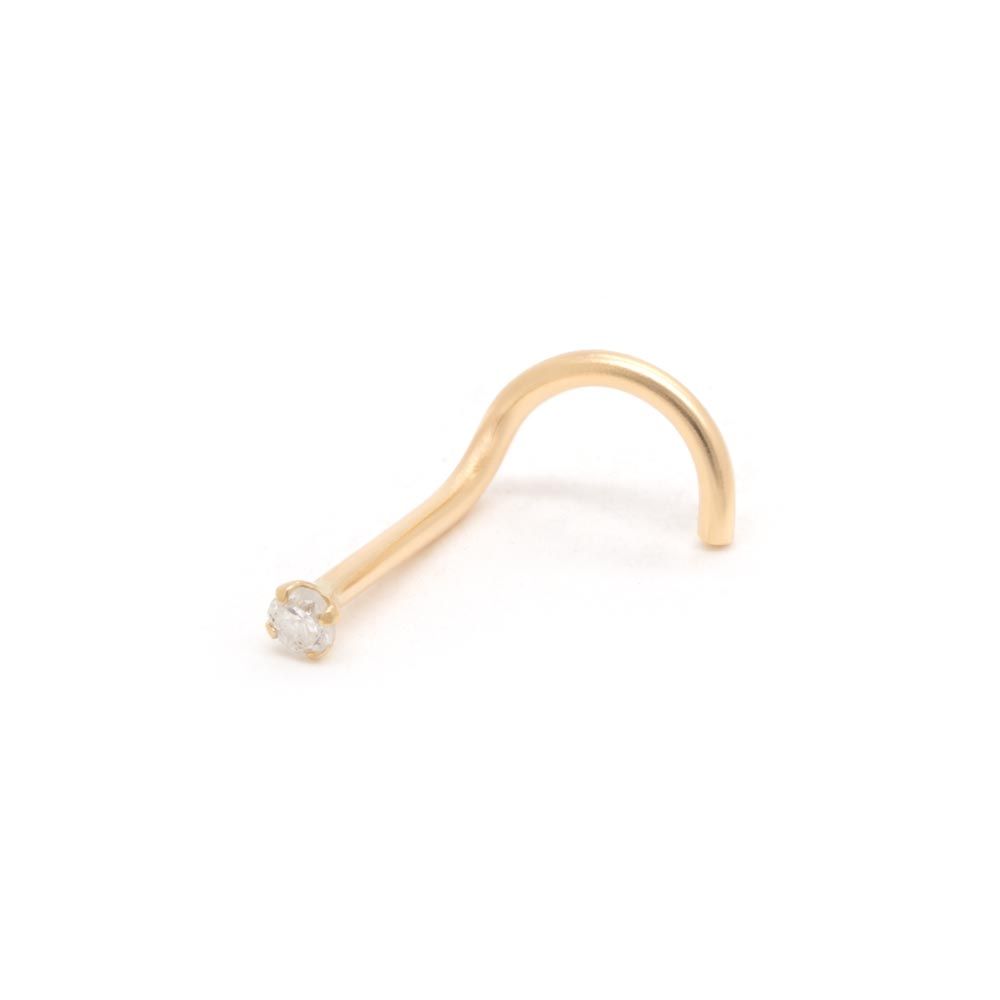 14kt Yellow Gold 1.5mm Real Diamond Nose Screw (20g)