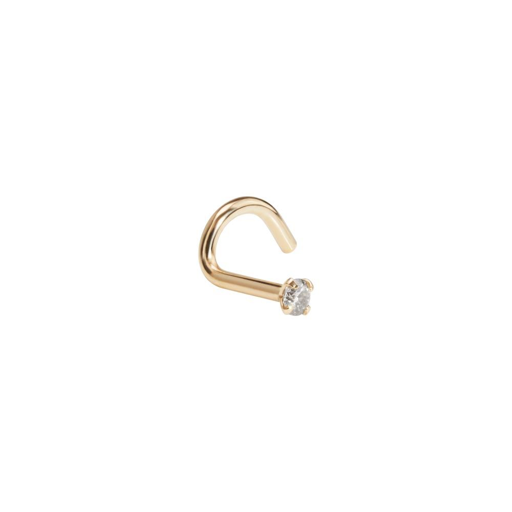 14kt Yellow Gold 2.5mm Real Diamond Nose Screw (20g)