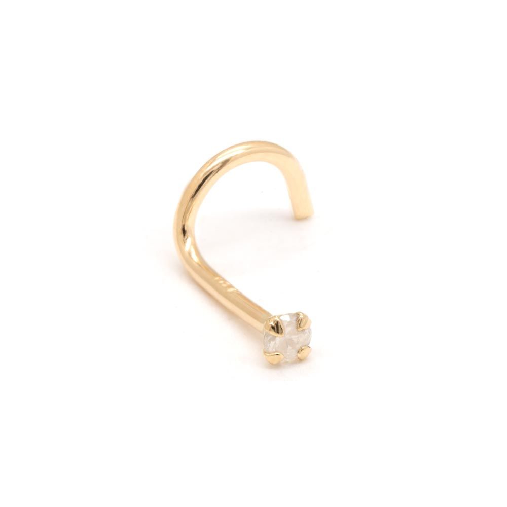 14kt Yellow Gold 2mm Real Diamond Nose Screw (20g)