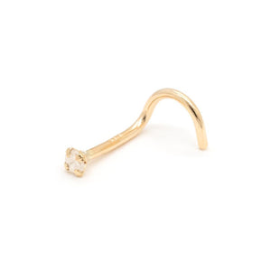 14kt Yellow Gold 2mm Real Diamond Nose Screw (20g)