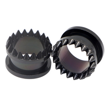 Load image into Gallery viewer, Spiked Black Stainless Steel Ear Plugs
