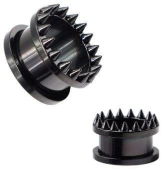 Spiked Black Stainless Steel Ear Plugs