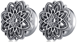 Silver Metal Intricate Flower Plugs