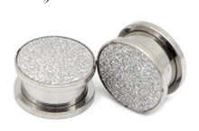 Load image into Gallery viewer, Silver Glitter Stainless Ear Plugs
