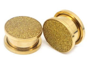 Gold Glitter Stainless Ear Plugs