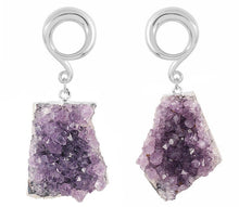 Load image into Gallery viewer, Hanging Amethyst w/ Silver Hooks
