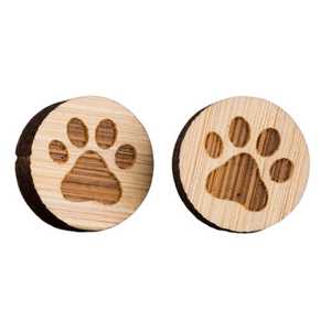 Paw Print Wood Emblem Earrings