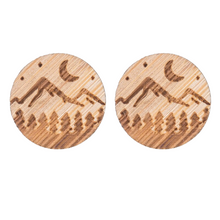 Load image into Gallery viewer, Mountains Wood Emblem Earrings
