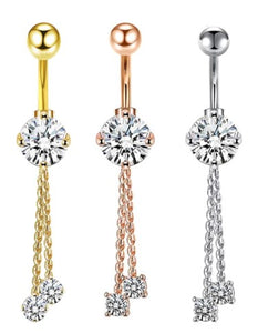 14G Dangle Gems on Chain Belly Button Barbell