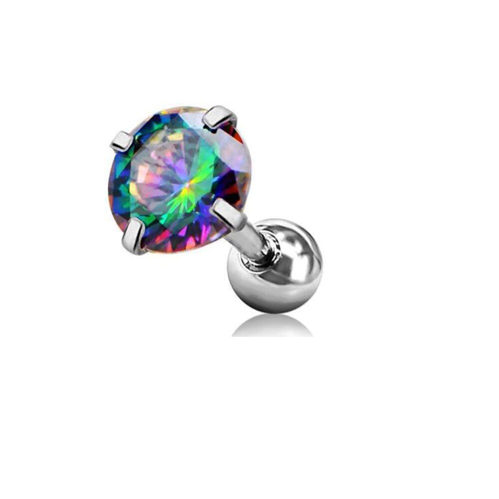 16G Stainless Steel Rainbow Zircon